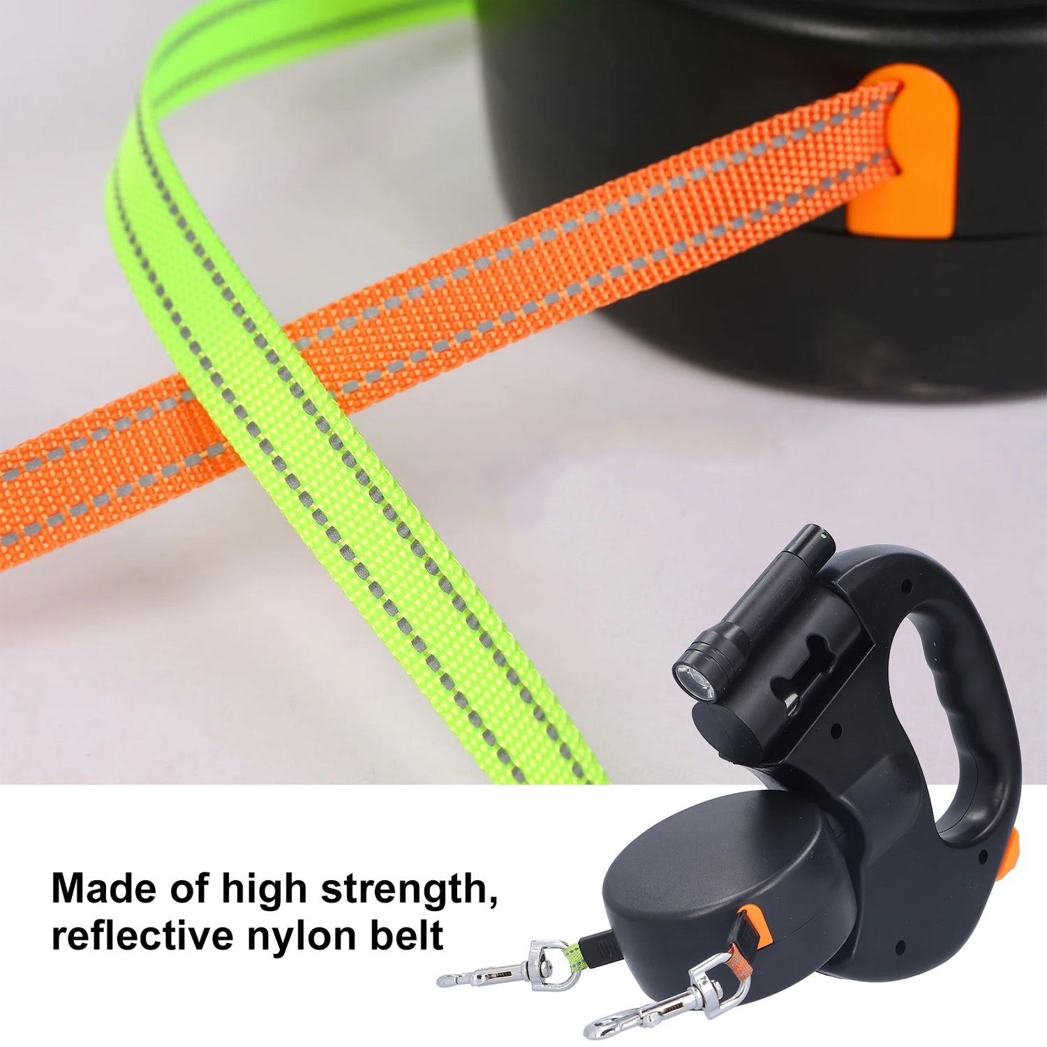 TANGLE - Dubbelt indragbart reflektkoppel med LED-ljus